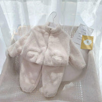 Fleece Lined Padded Warm Keeping Home Wear Two-piece Set