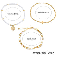 Adjustable Multi-Layer Gold Bead Heart Charm Bracelet