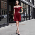 Women's Sparkly Bow Off Shoulder Pleated Mini Skirt