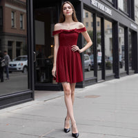 Women's Sparkly Bow Off Shoulder Pleated Mini Skirt