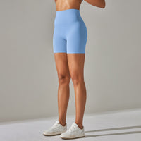 Women's Solid Color Double-sided Brocade Brushed Fitness High Waist Shorts