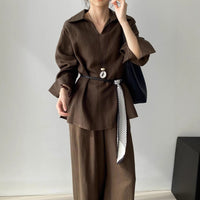 Two-piece Relaxed-fit Casual Pants Set For Women Straight-leg Pants For Women