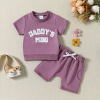 Printed Short-sleeved Top Solid Color Shorts Summer Two-piece Set