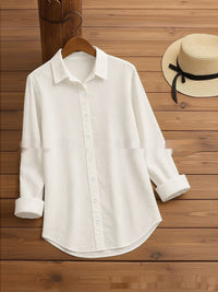 Fashionable New-style Loose Casual All-match Solid-color Relaxed-fit Long-sleeve Shirt