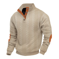 Stand Collar Long Sleeve Jacquard Knitted Pullover Sweater