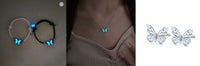 Blue Luminous Smart Butterfly Mori Style Aurora Clavicle Chain Butterfly Necklace For Women