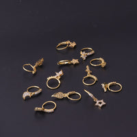 Star Moon Love Heart Flowers Cross Zircon Pendant Nose Ring