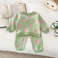 Cute Polka Dot Sweatshirt And Sweatpants Suit Leisure Sports Two-piece Set