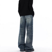 Men's American-style Retro Blue Loose Straight Jeans