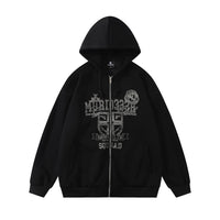 Dark High Street Letter Printing Hooded Loose Sweater Men