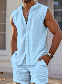 Men's Casual Sleeveless Sportswear Set With Crew Neck