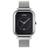 Fashionable Mens Square Business Quartz Student Mens Mesh-Strap Waterproof Calendar Watch