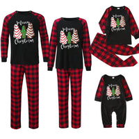 Plaid Stitching Printing Christmas Homewear Parent-child Suit