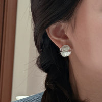S925 Sterling Silver Minimalist Matte Crinkled-Ear Stud Earrings