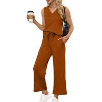 V-neck Vest And Casual Pants Set