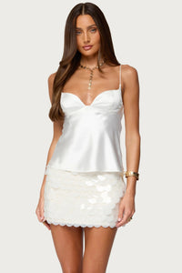 Womens Cami Top With Padded Cups And Thin Straps