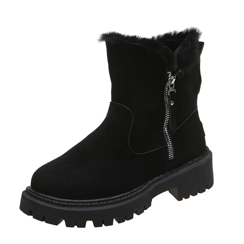 Snow Boots Women's Trendy Winter New Short Suede Fur Integrated