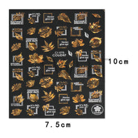 3D Adhesive Nail Sticker Laser Golden Maple Leaf Letter Fan