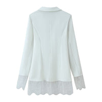 Tailored Hem Lace Patchwork Suit Jacket