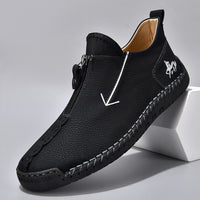 Men's Zipper Leather Boots Foreign Trade Hand-stitched Martin Boots
