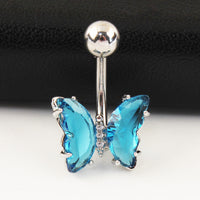 Short Titanium Steel Zircon Small Butterfly Anti-allergy Navel Stud