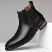 Chelsea Men's High-top Casual Business Wear Pointed Leather Boots