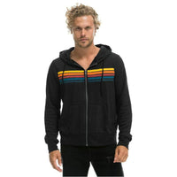Fleece-lined Hooded Colorful Drawstring Loose Zip Sweater