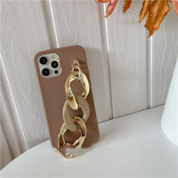 Retro Temperament Brown Buckle Chain Phone Case