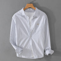 Oxford Japanese Style Shirt Cotton Clothes Leisure Iron-free Stripes