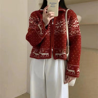 South Korea Retro Heavy Industry Snowflake Brocade Sweater Coat