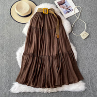 Mid-length Casual High Waist Slimming Large Hem Puffy Cake Dress