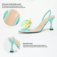 Women's Round Toe Three-dimensional Flower Back Strap Stiletto Heel Sandals