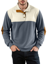 Men's Casual Color-blocked Lapel Sport Sweatshirt