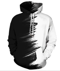 3D Black And White Contrast Color Digital Printing Couple Hooded Sweater