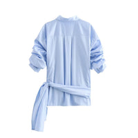 2024 Summer New Bowknot Decoration Poplin Short Sleeve Shirt