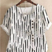 Summer New Printed Floral Button Short Sleeve