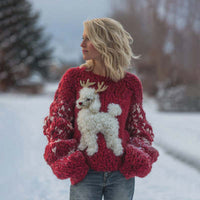 Womens Soft Comfortable And Sweet Crew Neck Long Sleeve Knit Sweater