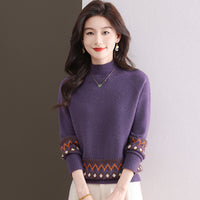 New Loose Slimming Inner Fashion Jacquard Knitted Bottoming Shirt Top