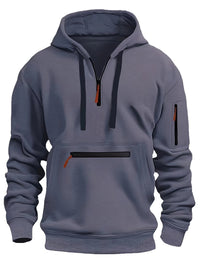 Waterproof Zipper Multi-pocket Hoodie Men's Sport Casual Sweatshirt