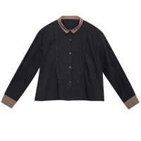 Cool Contrast Color Stitching Long-sleeved Shirt Women