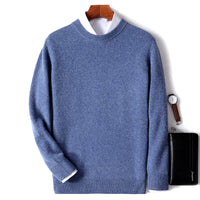 Men's Thickened Pullover Sheep Fur Sweater Loose Round Neck Solid Color Sweater