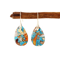 Bohemian Style New Resort-Ready Semi-Precious Teardrop Pendant Earrings