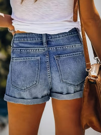 Plus Size Women's Fashion Spring Fold Stretch Shorts