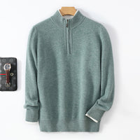 Men's Mid-length Zip-up Honeycomb-knit Thickened Sweater