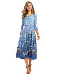 Women's Fashion Floral Slim-fit Short-sleeve Dress