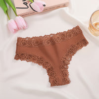 Rib Cotton Underwear Lace Sexy Pure Mid-waist French Style Women's Briefs