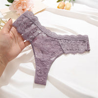 Patterned Semi-transparent Mid-rise Womens Briefs Sexy Womens Lace Thong