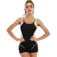 Women's Sports One Piece Swimsuit Conservative Color Blocking Europe And America