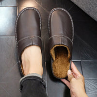 Winter Indoor Leather Slippers For Home Use Non-slip For Indoor Floors