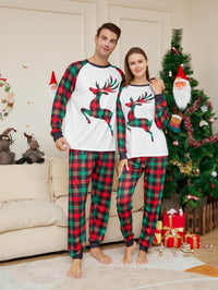 Christmas Parent-child Cartoon Elk Plaid Printed Pajamas Set